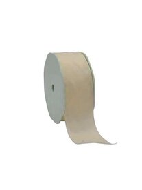 Katoen look lint met ijzerdraad donker ivoor 4 cm breed