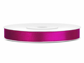 Satijn lint 6 mm donker fuchsia 6 meter