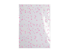 Cellofaan zakjes met rode sterretjes en hartjes 13 x 18 cm zonder plakstrip