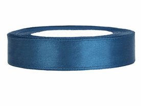 Satijn lint 15 mm breed donker blauw 100 meter rol