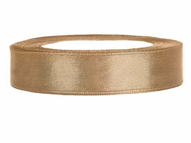 Satijn lint 1 cm breed antiek bruin 100 meter rol