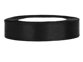 Satijn lint 1 cm breed zwart 100 meter rol