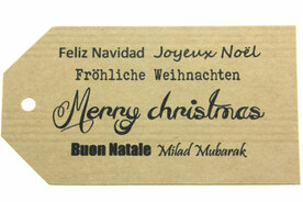 Kraft label xl merry christmas verschillende talen