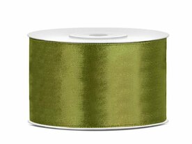 Satijn lint 38 mm breed olijfgroen 2 meter