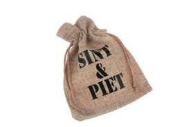 Jute zakjes sint &amp; piet 9.5 x 13.5 cm