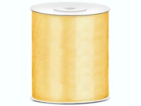 Satijn lint 100 mm licht goud