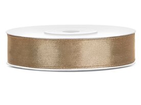 Dubbelzijdig satijn lint 1,5 cm breed antiek bruin