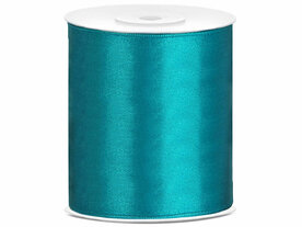 4 meter satijn lint 100 mm aqua