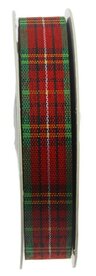Gesneden lint Schotse ruit rood wit zwart geel groen 12 mm