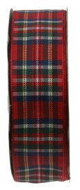 Schotse ruit lint 2.5 cm breed rood 22 meter rol