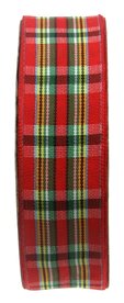 Schotse ruit lint 2.5 cm breed rood groen 22 meter rol