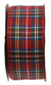 Schotse ruit lint 3.8 cm breed rood 22 meter rol