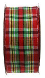 Schotse ruit lint 3.8 cm breed rood groen 22 meter rol