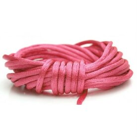 2 meter Satijnkoord 2 mm bubbelgum roze