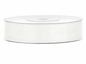 Satijn lint 12 mm ivoor