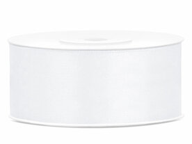 Satijn lint 25 mm Wit