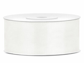 Satijn lint 25 mm Ivoor