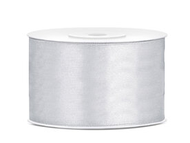 Dubbelzijdig satijn lint 38 mm Zilver