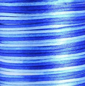 Luxe blauw tinten verloop satijn koord van 2 mm op een bundel van 5 meter