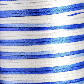 Luxe blauw wit tinten verloop satijn koord van 2 mm op een bundel van 5 meter