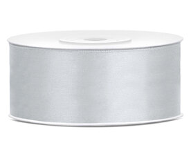 Satijn lint 2.5 cm breed zilver