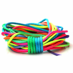 Luxe regenboog satijn koord van 2 mm op een bundel van 5 meter