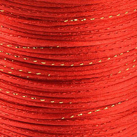 Luxe rood met goud draad satijn koord van 2 mm op een bundel van 5 meter