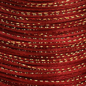 Luxe bordeaux rood met goud draad satijn koord van 2 mm op een bundel van 5 meter