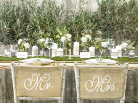 Jute stoel banner mr &amp; mrs