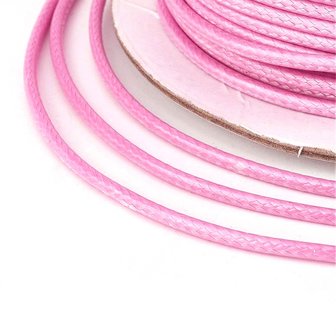 Polyester waxkoord 1 mm roze