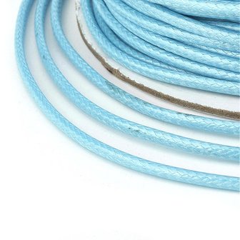 Polyester waxkoord 1 mm licht blauw