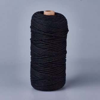 Macram&eacute; touw 3 mm zwart 100 meter spoel
