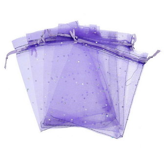 Organza zakjes lavendel met &quot;diamantje&quot; 7 x 9 cm