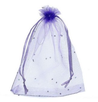 Organza zakjes lavendel met &quot;diamantje&quot; 7 x 9 cm