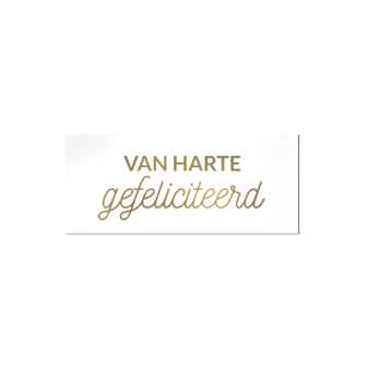 Rechthoek sticker van harte gefeliciteerd wit goud 10 stuks