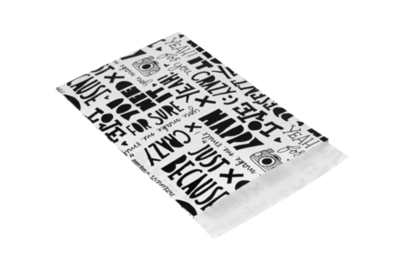 Papieren zakjes 12 x 19 cm wit met zwarte teksten 10 stuks