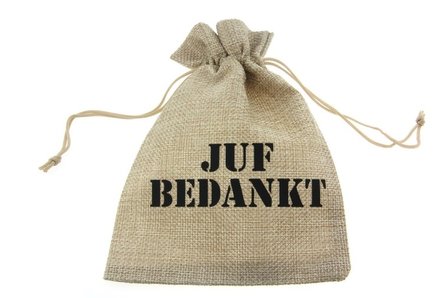 Jute zakjes juf bedankt 13 x 18 cm