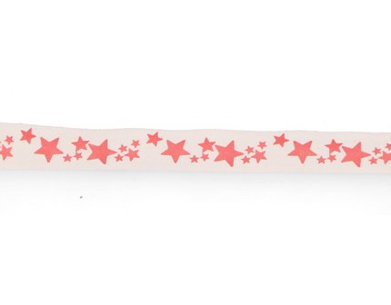 Kerstlint katoen ster rood 15 mm breed rol