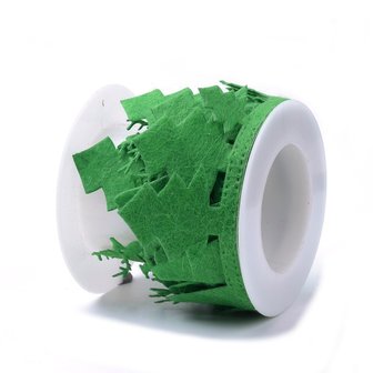 Kerstlint groen kerstman en rendierslee lint 3 cm breed