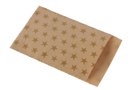 Kraft zakjes 9.5 x 14 cm met goud ster print 10 stuks