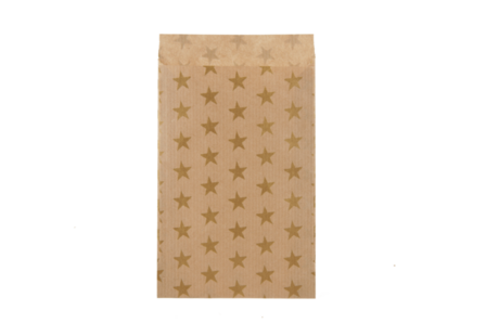 Kraft zakjes 9.5 x 14 cm met goud ster print 10 stuks