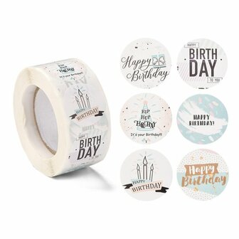 Ronde stickers happy birthday design 1