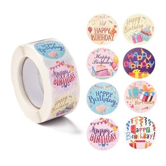 Ronde stickers happy birthday design 2