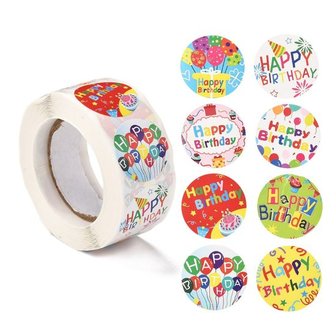 Ronde stickers happy birthday design 3