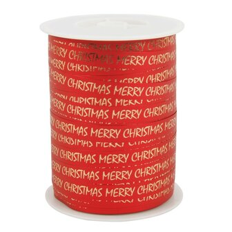 Krullint merry christmas rood goud 10 meter