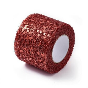 Tule lint 15 cm breed mint groen met glitter sterretjes