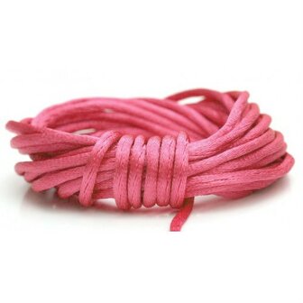 Satijn koord 2 mm bubbelgum roze 3 meter