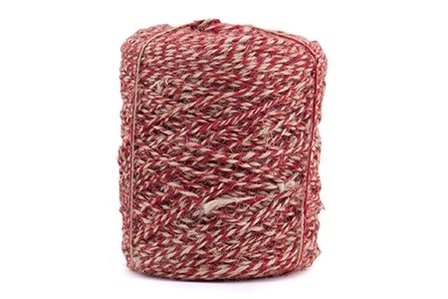 Jute touw twisted rood 3.5 mm dik 10 meter 