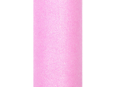 15 cm Tule lint roze glitter 1