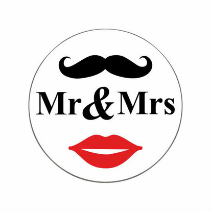 Ronde stickers Mr & Mrs 10 stuks